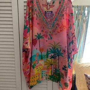 Camilla high low short kaftan with cuff